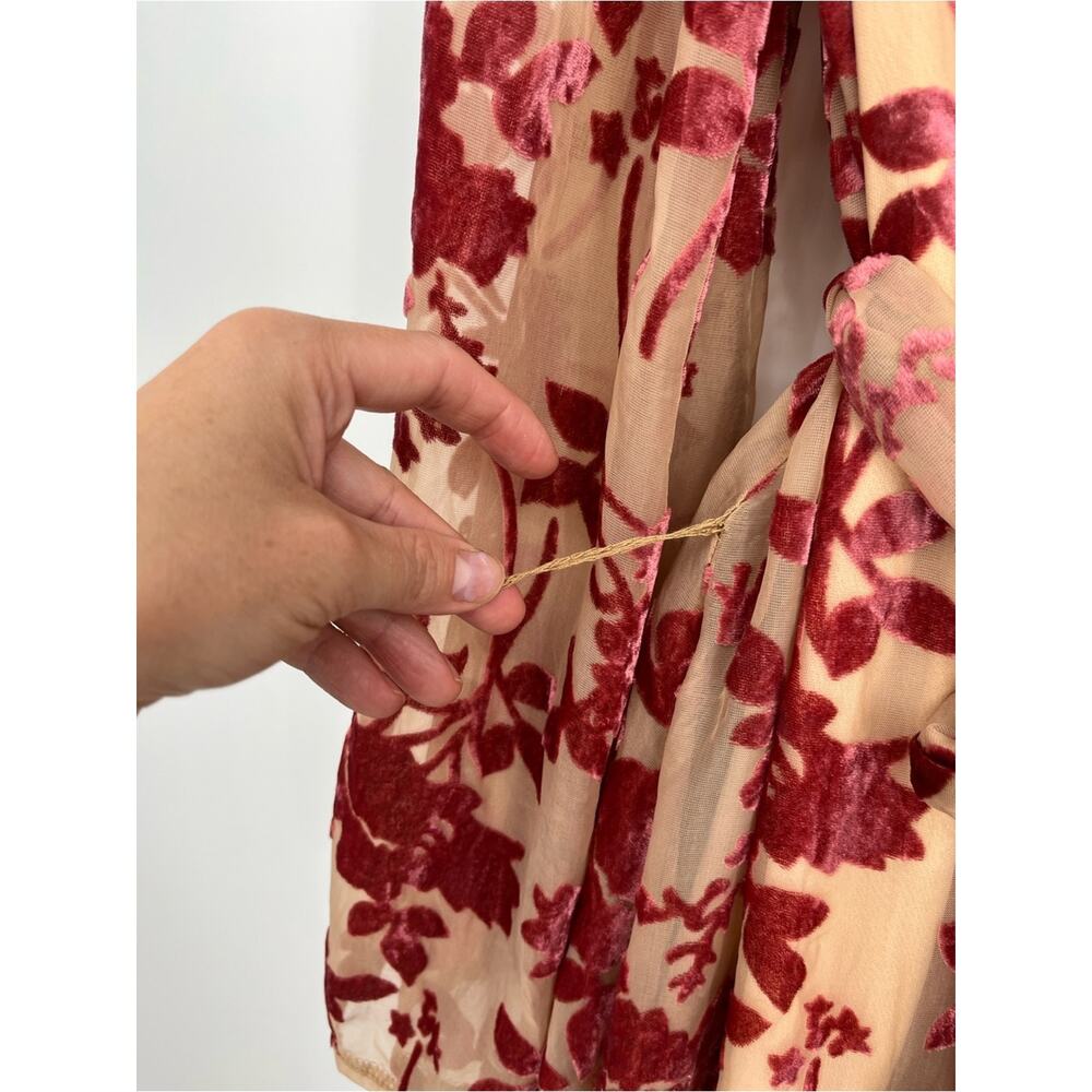 Vici Calgary Floral Velvet Burnout Tie Dress XL Mini Billowy Whimsy Boho Fairy - Picture 8 of 14